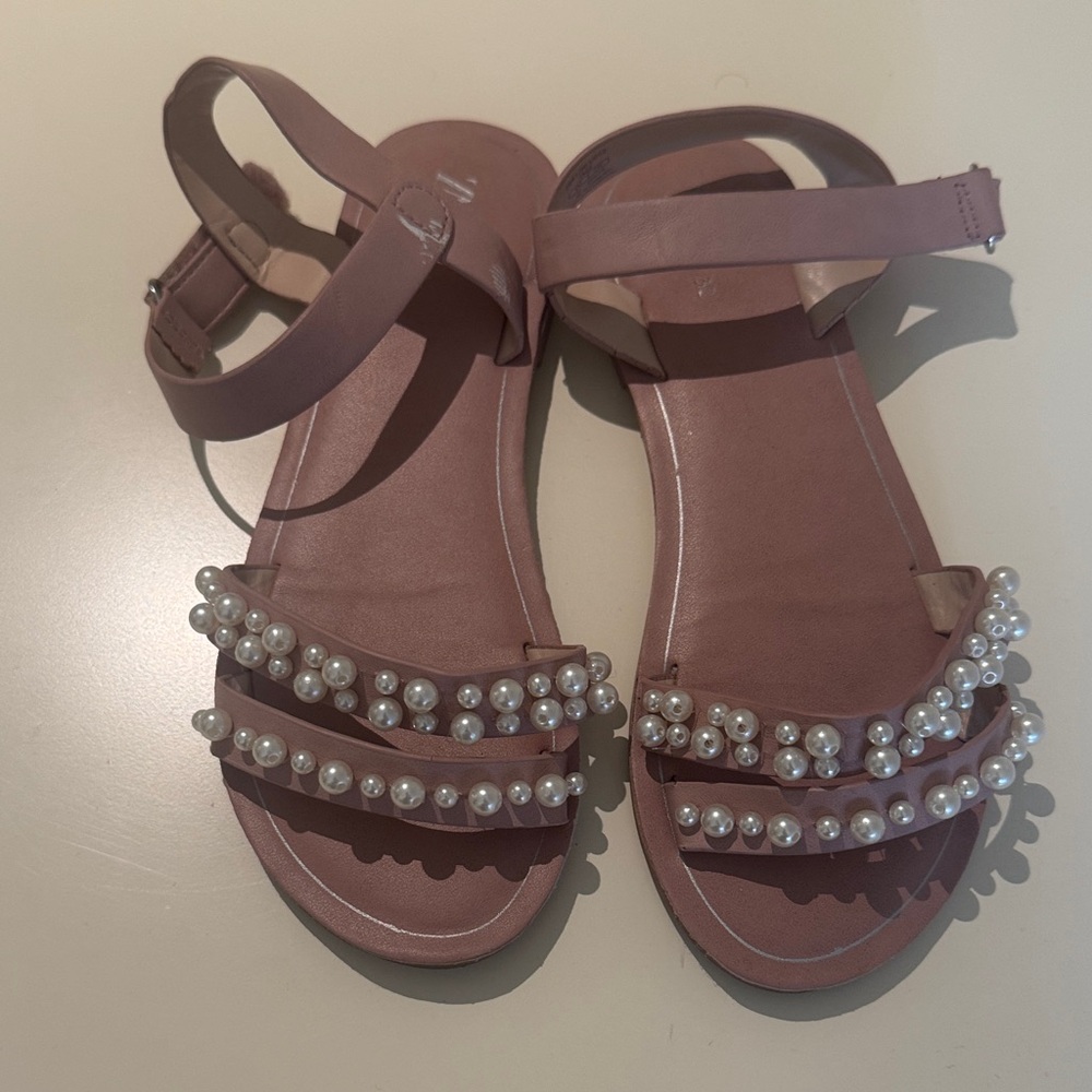 Zara Pink Pearl-Embellished Sandals